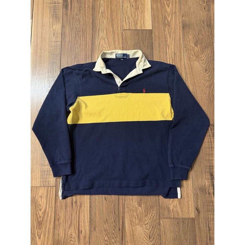 Vintage Kanye Polo Ralph Lauren Rugby Long Sleeve Striped Shirt Mens M (READ!)